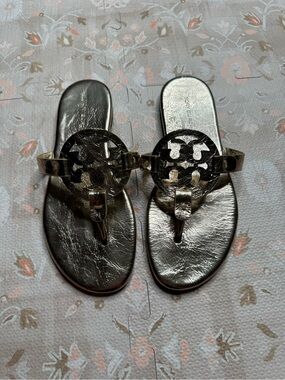 Tory Burch Metallic Gold Miller Thongs Sandals